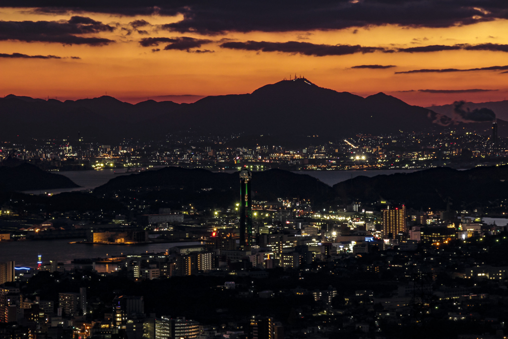 夕景　　下関と北九州