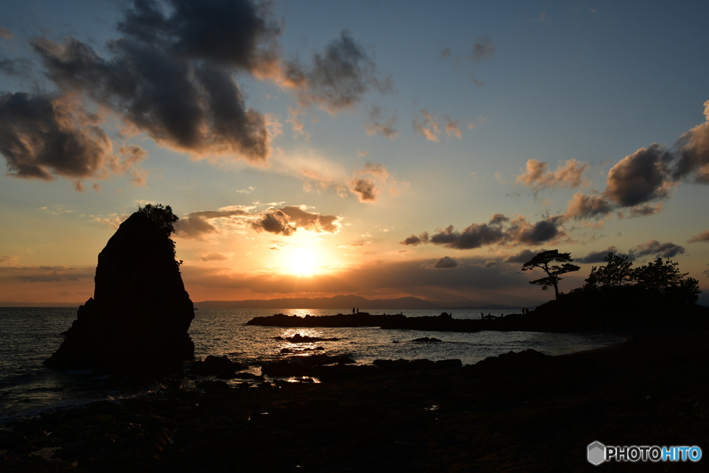 立石海岸の夕日