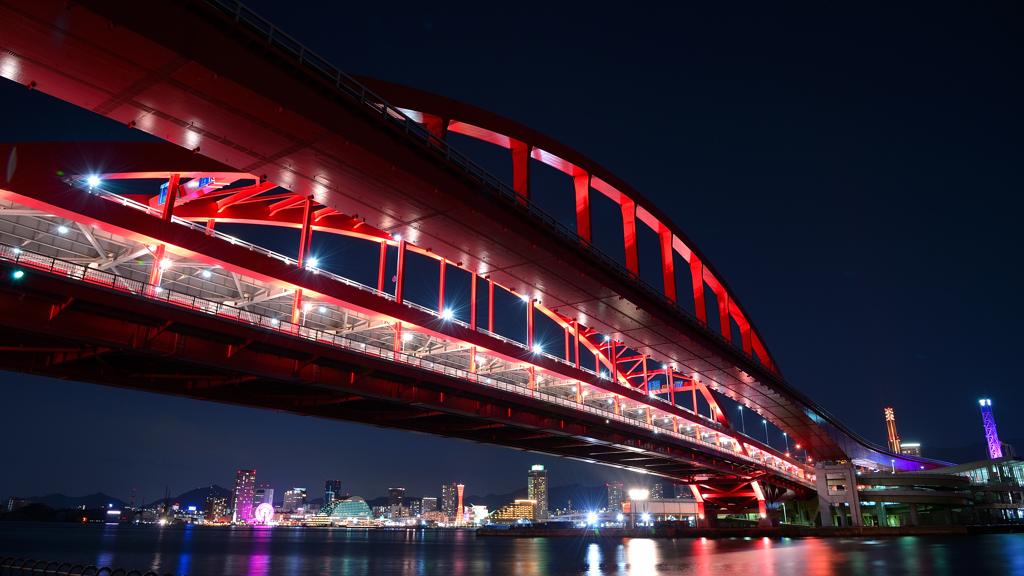 神戸大橋の夜景～ポートアイランド北公園2020①