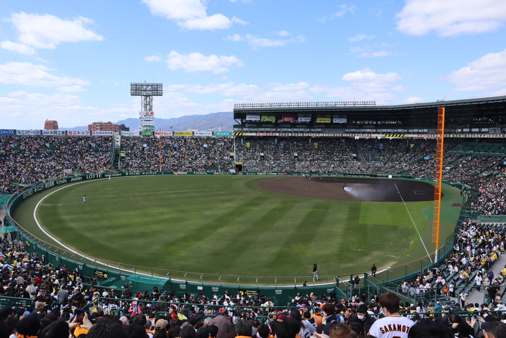 レフトビジター席からの甲子園球場全景。