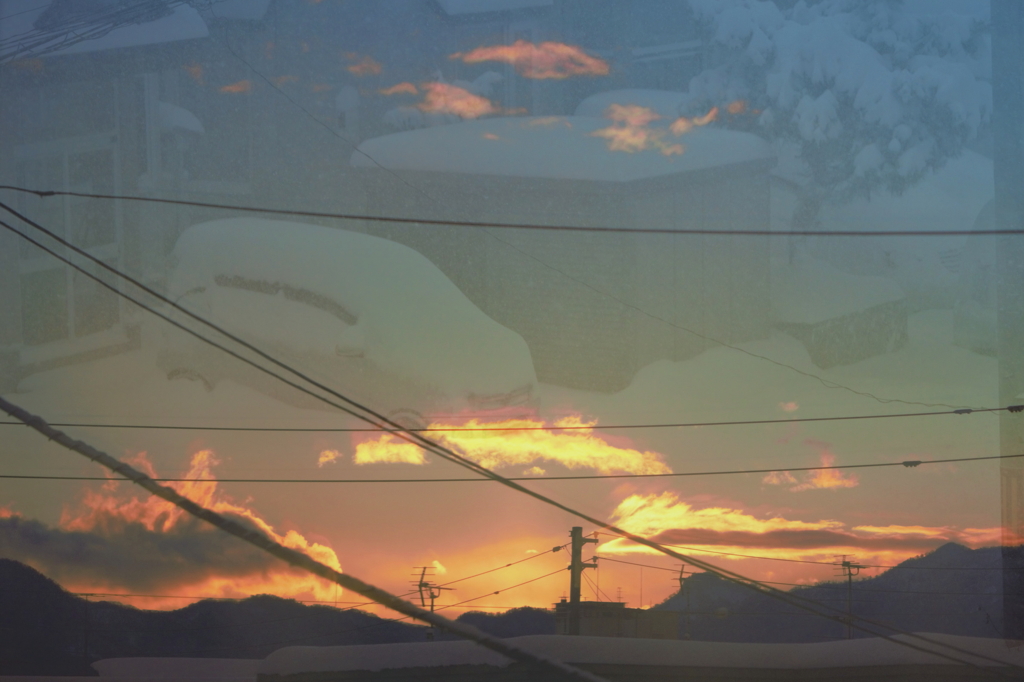大雪のち夕焼け