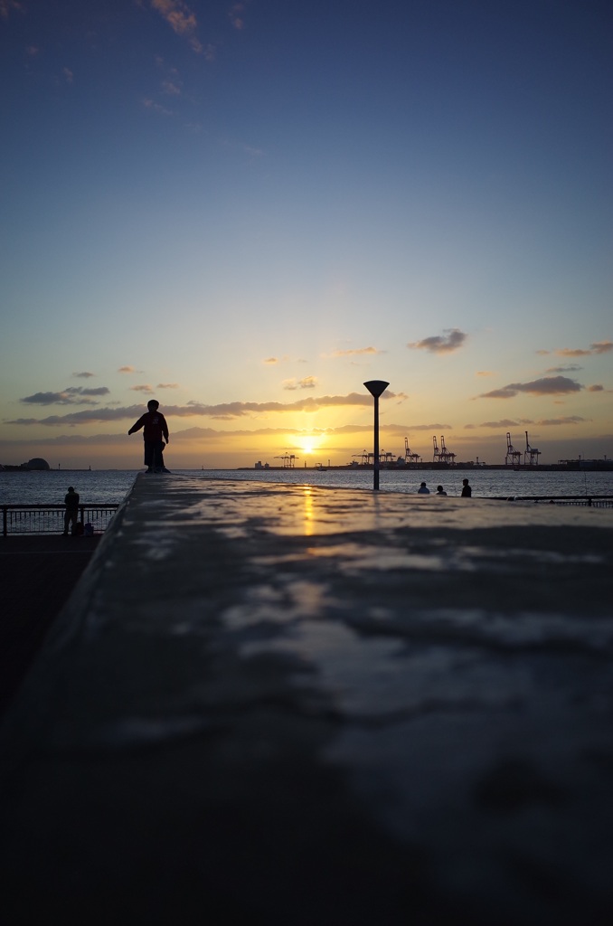 大阪港の夕陽