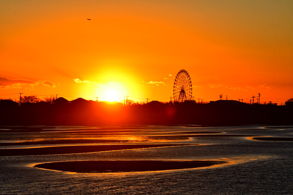 干潟の夕暮れ