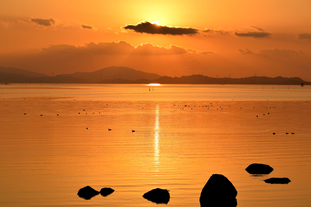 不知火海の夕暮れ