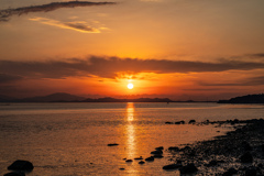 干潟に沈む夕日