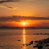 干潟に沈む夕日