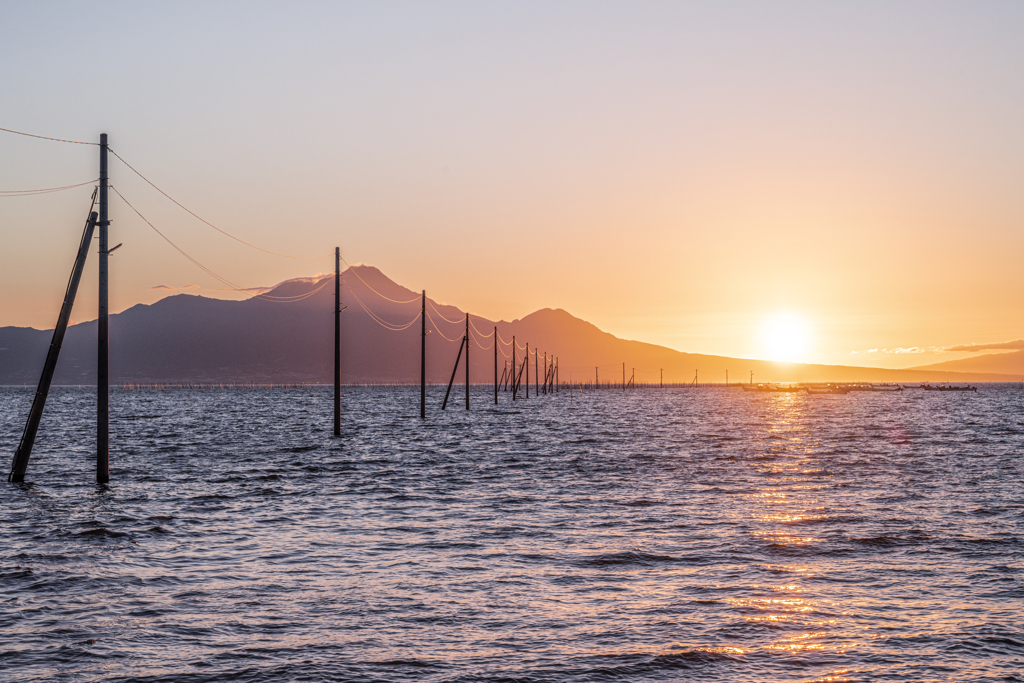 海床路、夏の夕暮れ
