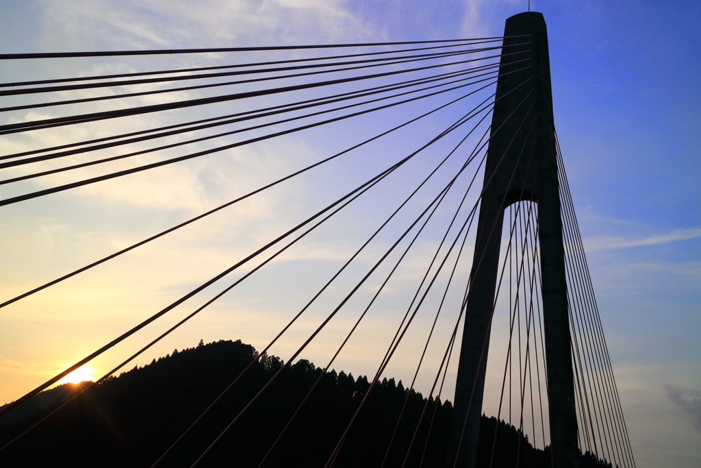 夕暮れの鮎の瀬大橋