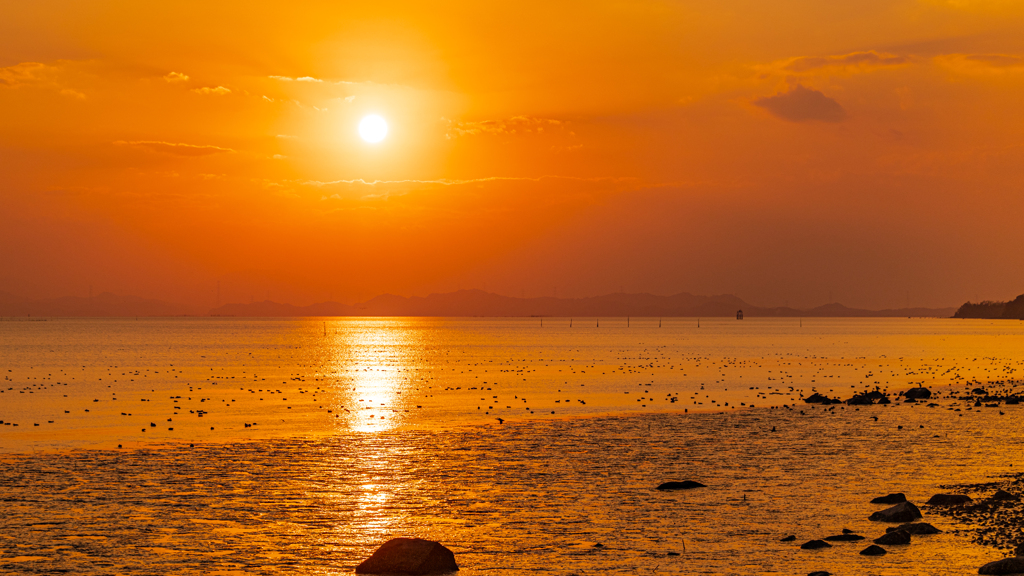 夕日の不知火海