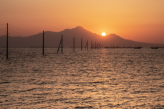 雲仙に沈む夕日