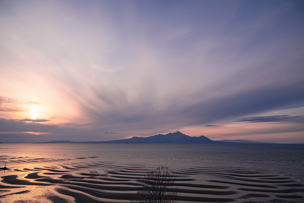 御輿来海岸の夕暮れ