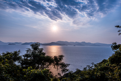 夕暮れの空と海