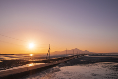 海床路の夕日