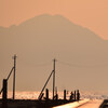 長田部海床路の夕暮れ