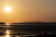 海床路からの夕陽