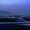 海床路に灯りが灯って