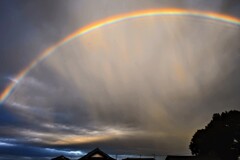 低い位置の雲に虹が！