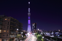 スカイツリーと光の軌道