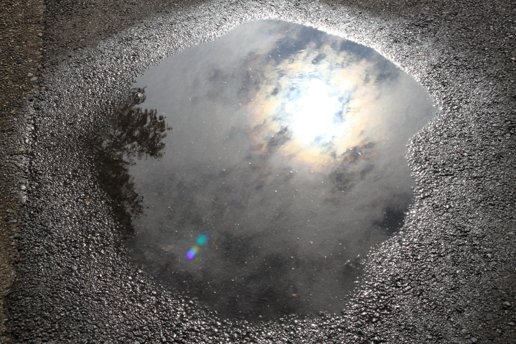 水たまりの中の空