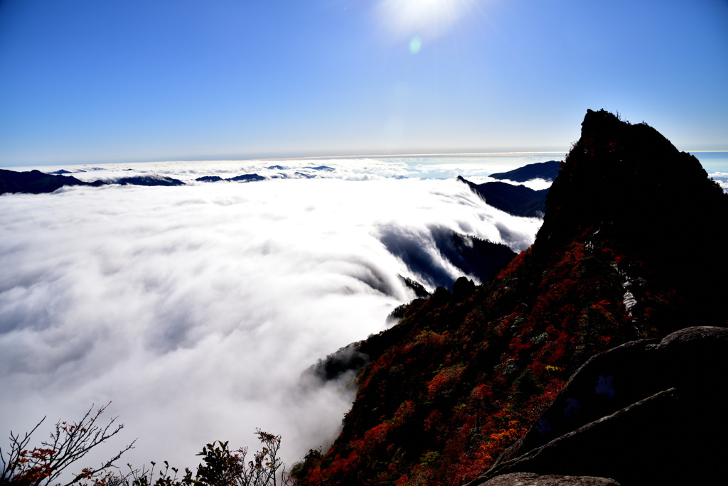 紅葉と雲海