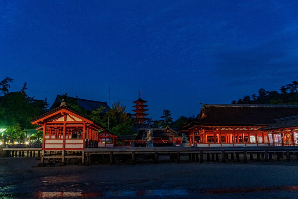 夜の宮島　厳島神社側面