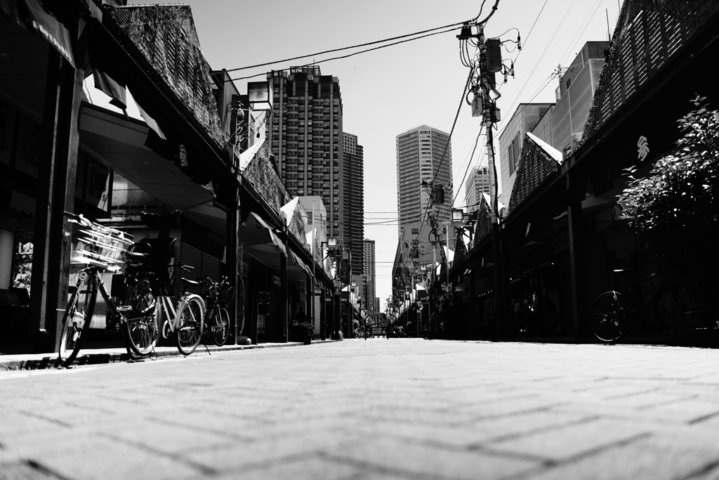 炎天下の月島で