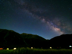 立山連峰と天の川