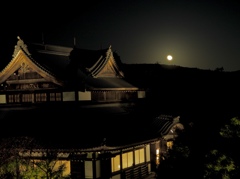 青龍殿と昇る月