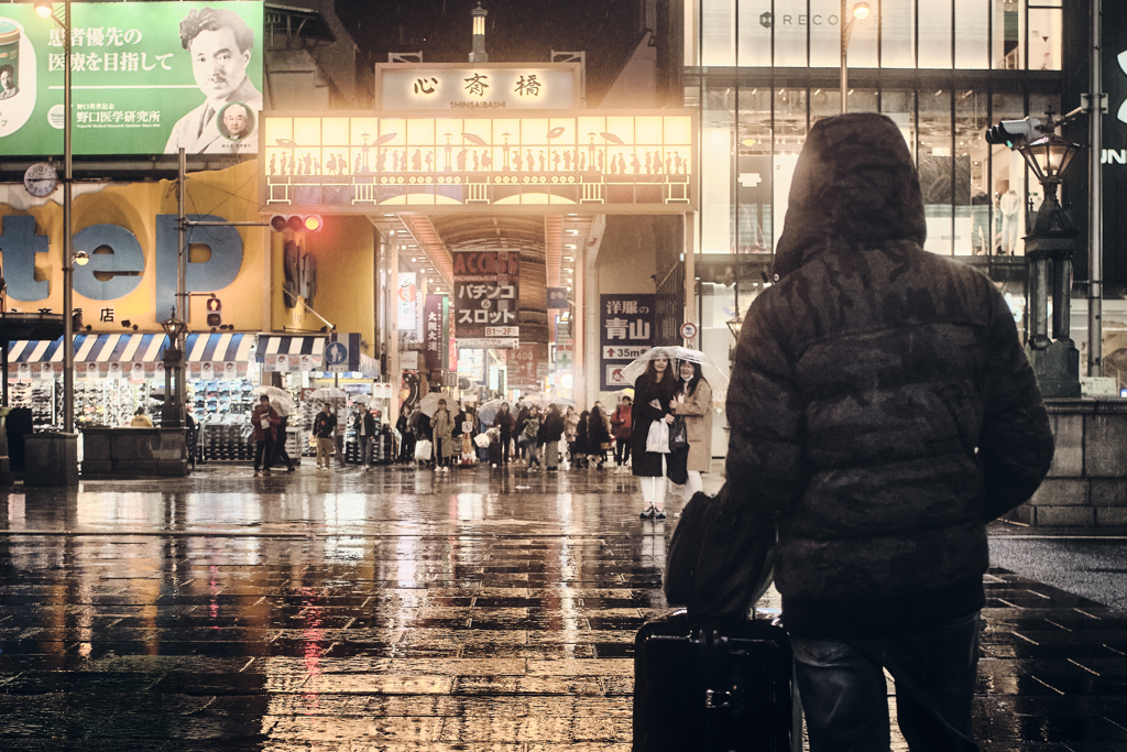 a rainy day at  Shinsaibashi...
