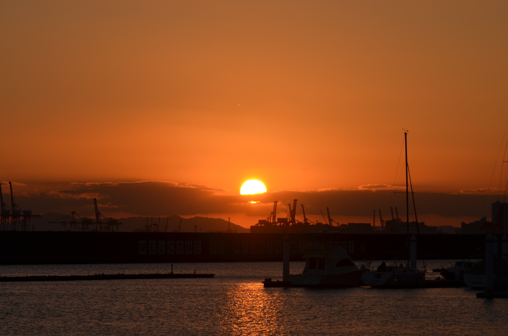 西宮港の夕日