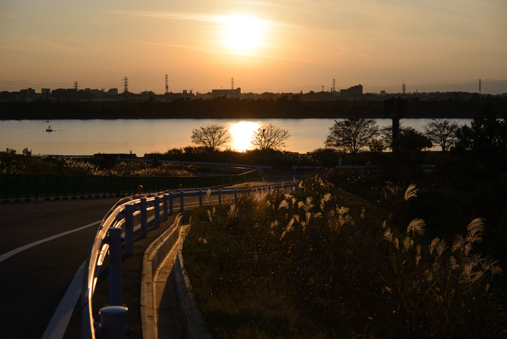 彩湖夕景
