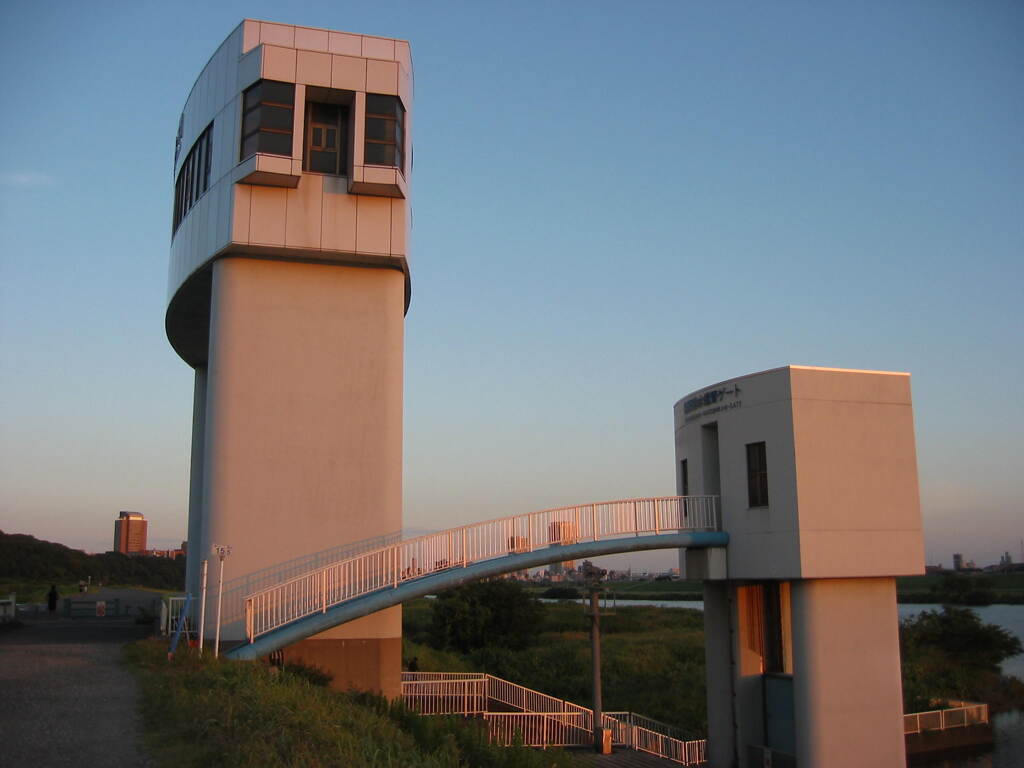 市川市の江戸川の土手から松戸へサイクリング中の撮影