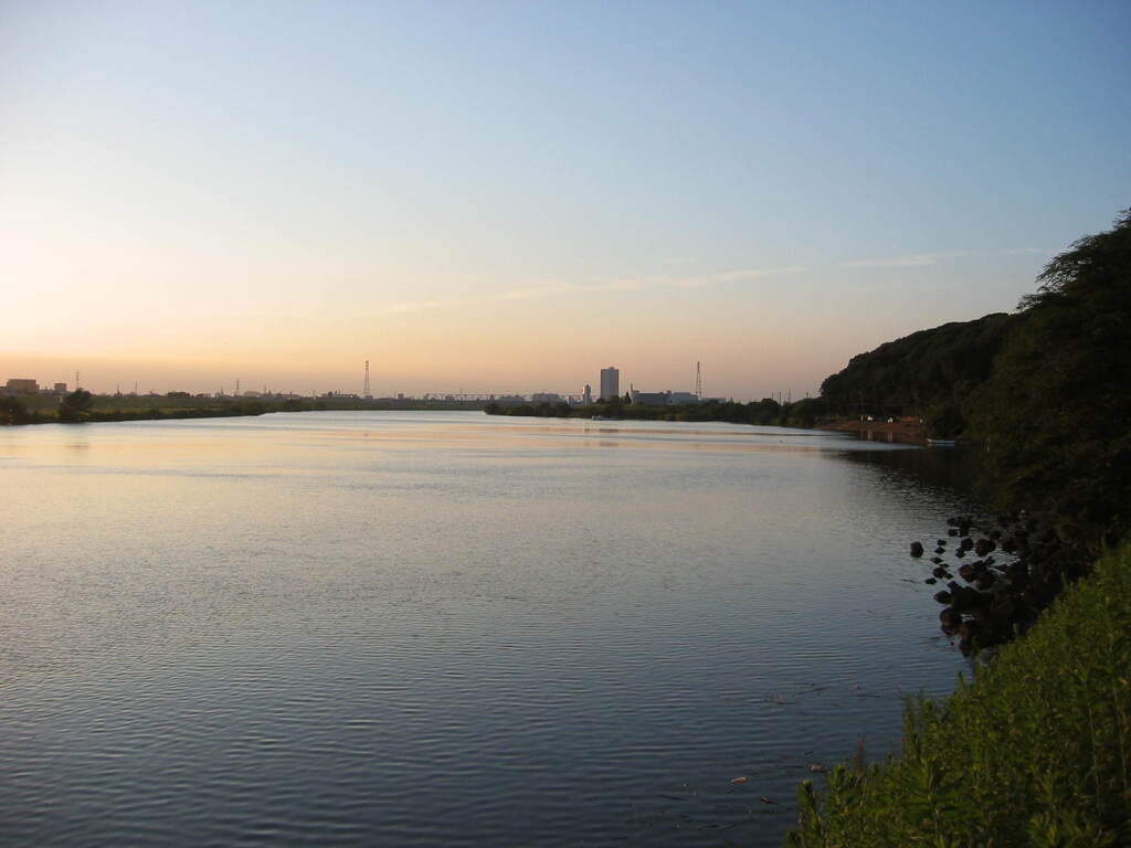 市川市の江戸川の土手から松戸へサイクリング中の撮影