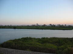 市川市の江戸川の土手から松戸へサイクリング中の撮影