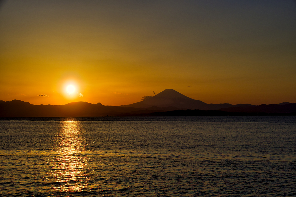 黄昏の富士山