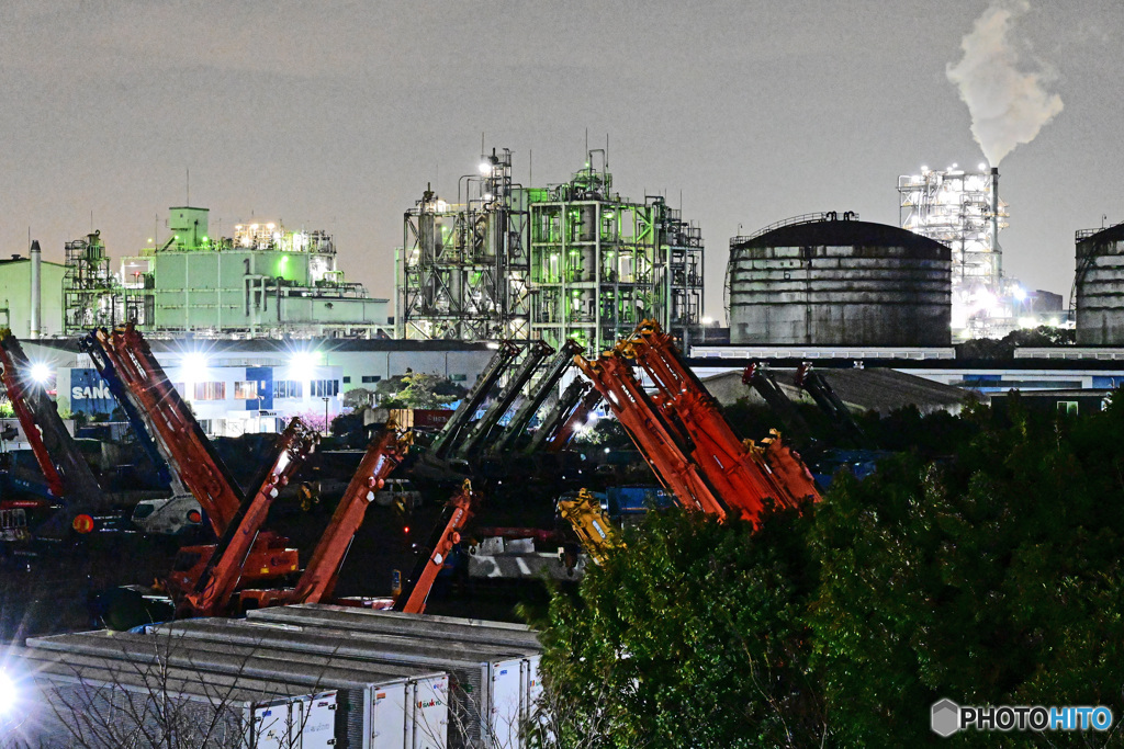 工場夜景プリント