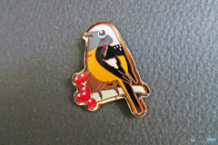 私のコレクション　野鳥バッジ「キビタキ」