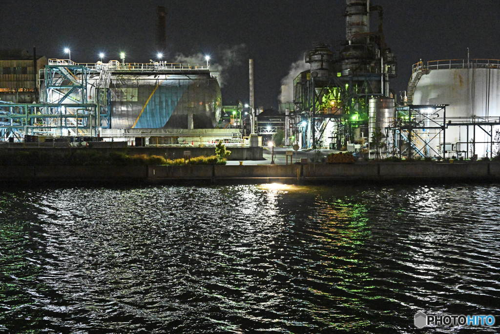 工場夜景　運河めぐり