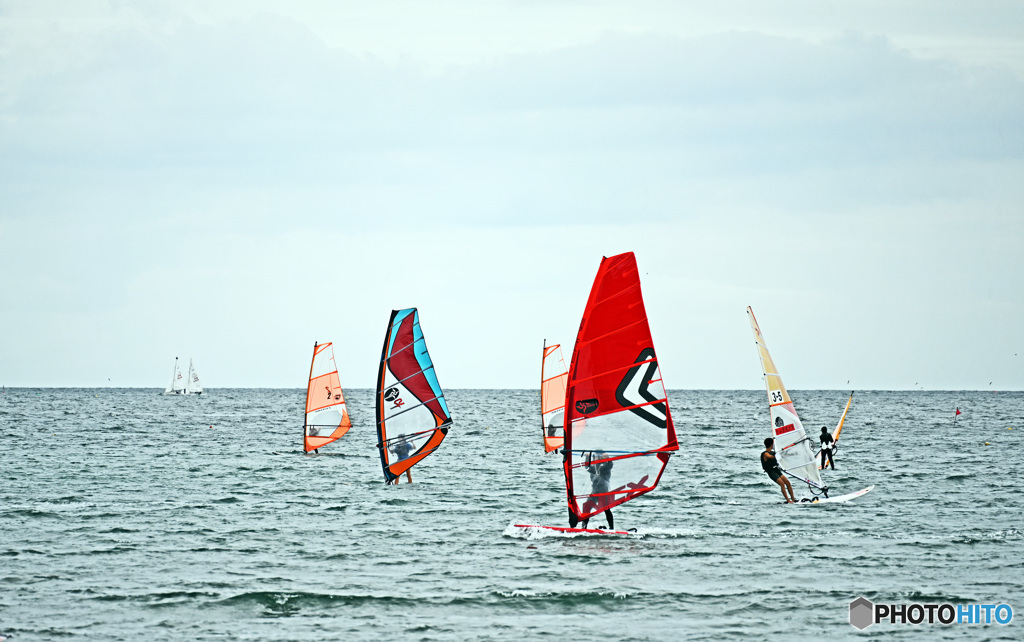 材木座海岸にて