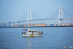 夕暮れ時の横浜港