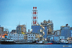 工場夜景　運河めぐり