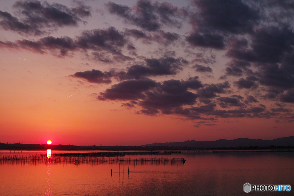 浜名湖の夕日