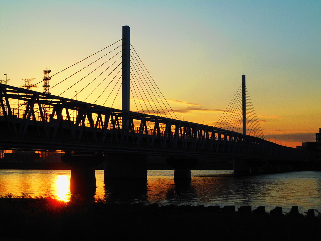 橋と橋梁　夕景