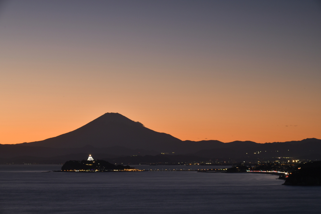 江の富士の夕景
