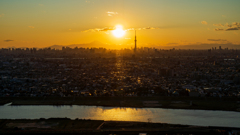 スカイツリーと富士山と夕焼け１