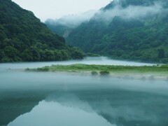 只見川の川霧