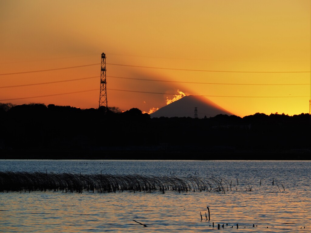 燃える富士山