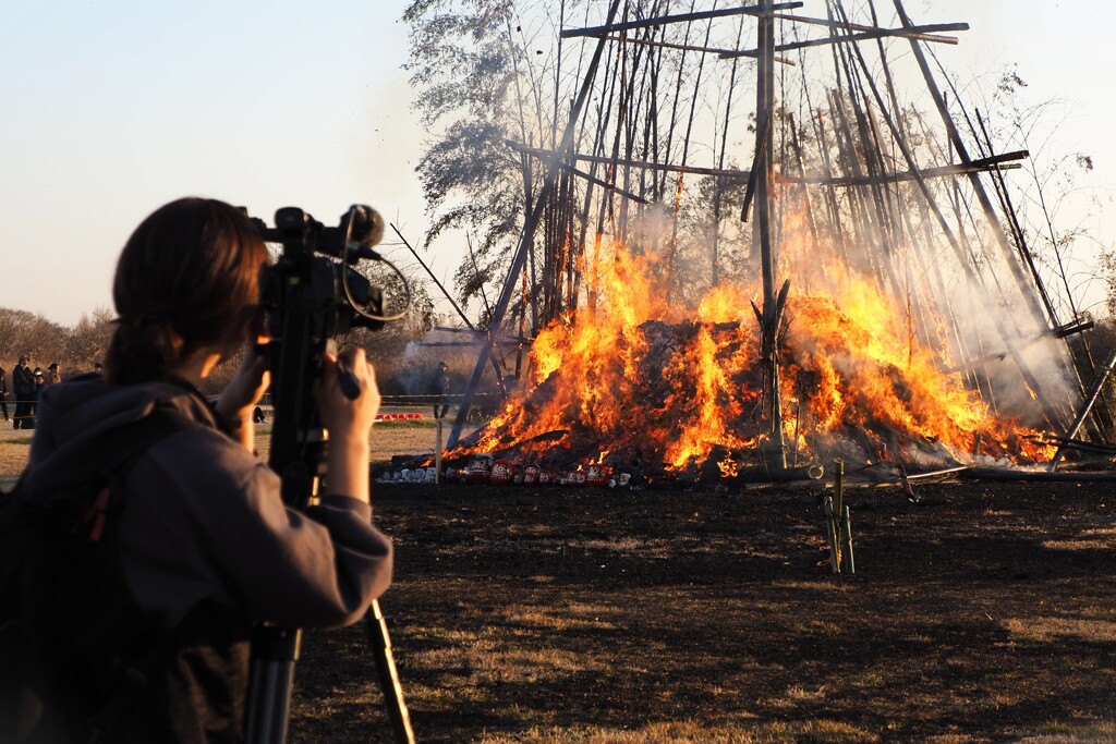 どんど焼き  を撮る
