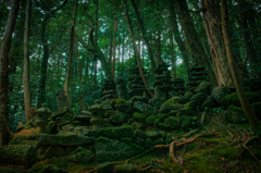 酷暑の夏山と御伽-古き廟所