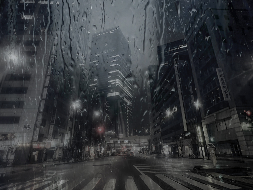雨の渋谷にて